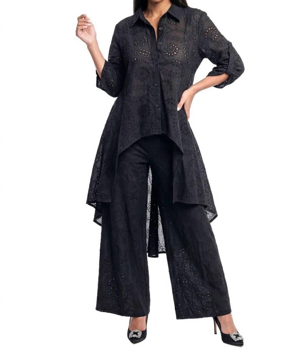 NEW LISA RENE hi-low tunic & pant set in black